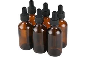 NOOEEISS 6 Pcs, 2oz Amber Glass Eye Dropper Bottle, Tincture Bottles with Leak-Proof Design, Stronger Suction, for All Kinds of Mixed Liquids