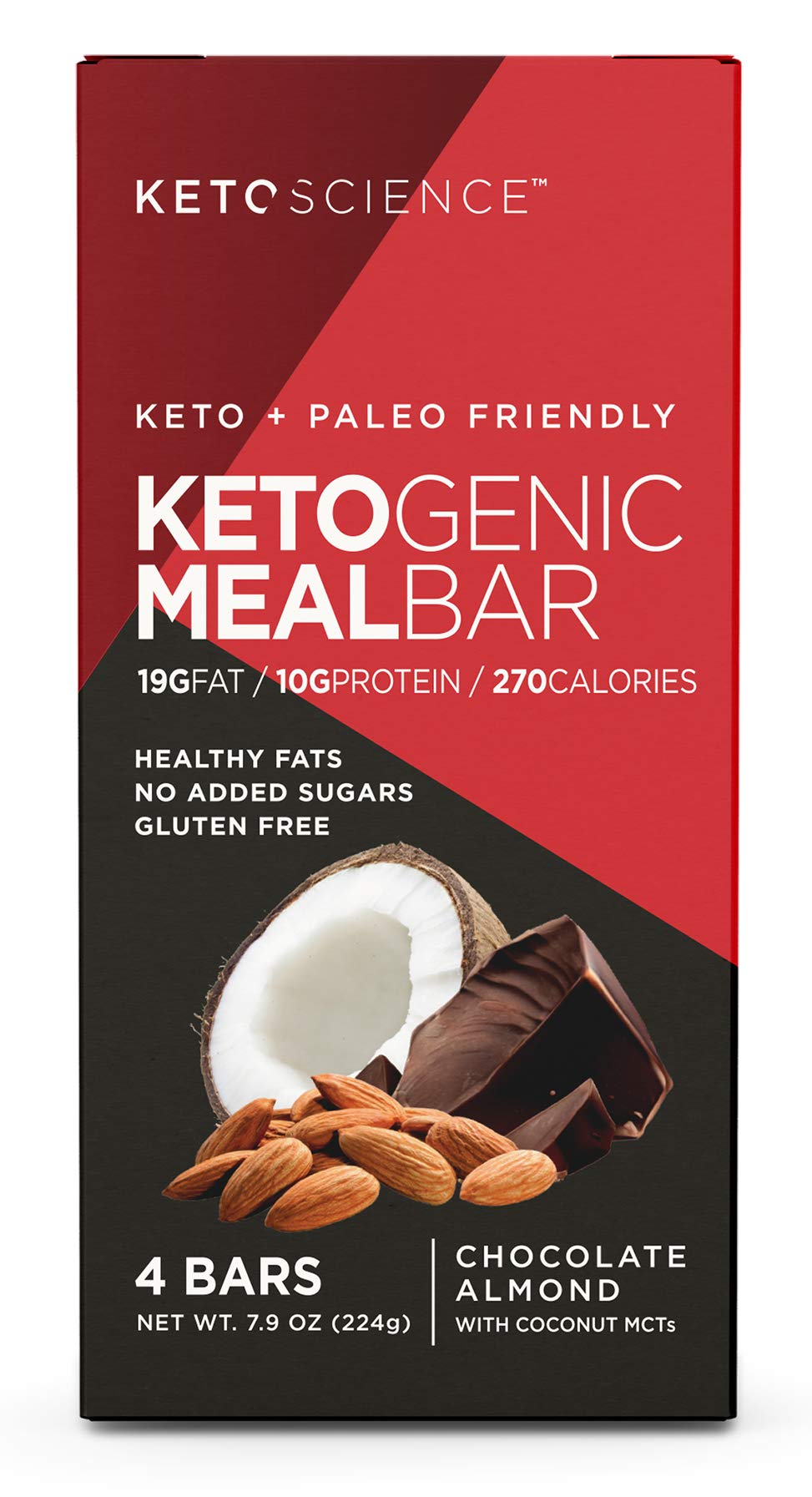 Keto Science Ketogenic Meal Bar Chocolate Almond Pack of 4 Bars eBay