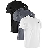 NELEUS Men's 3 Pack Athletic Shirt Dry Fit Gym Workout Running Shirts Moisture Wicking,5016,Black/Grey/White,2XL