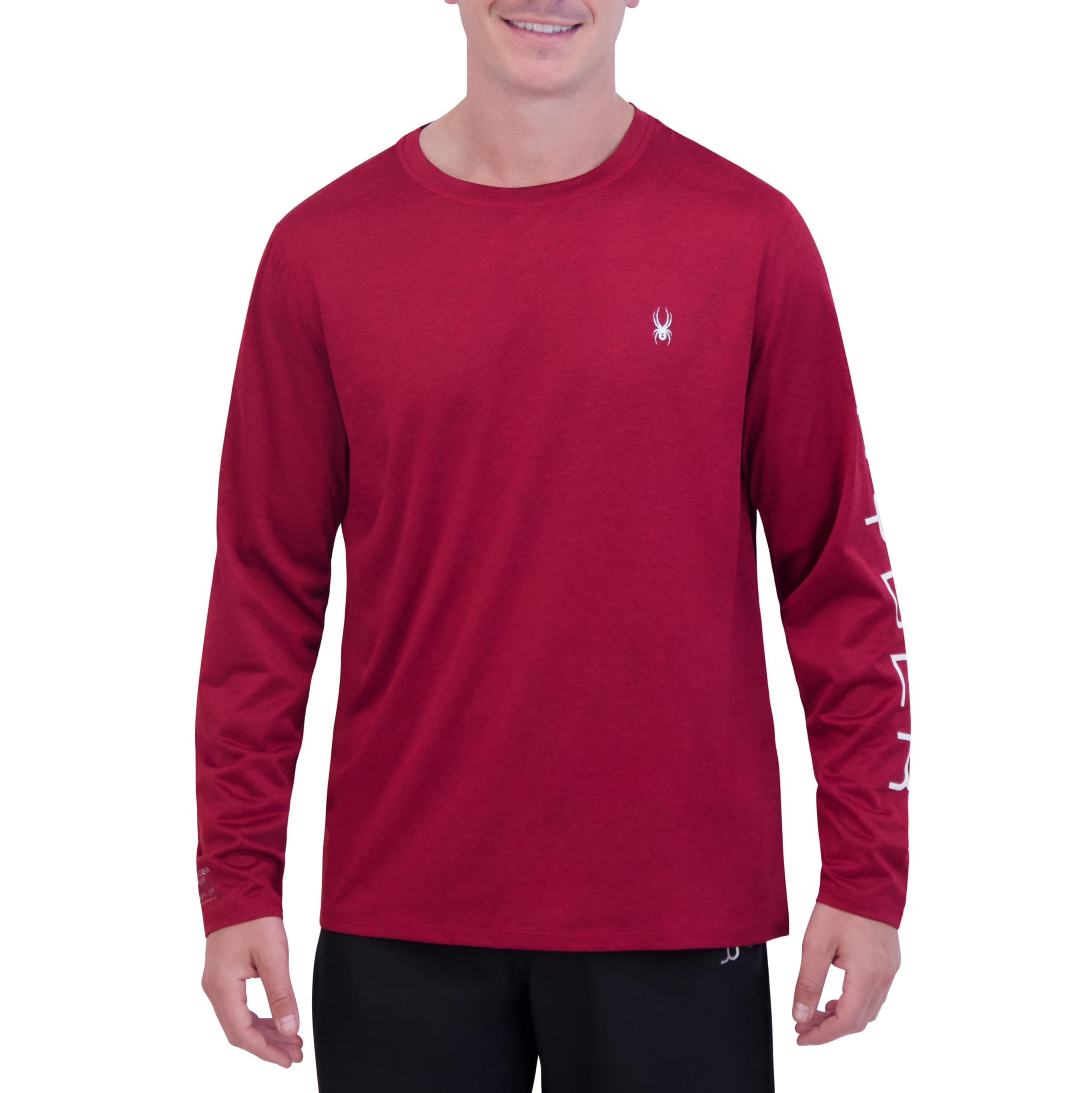 Spyder Men’s Long Sleeve Rashguard – Quick-Dry Swim Shirt Sun Protection, Performance Long Sleeve Top, Red, Small