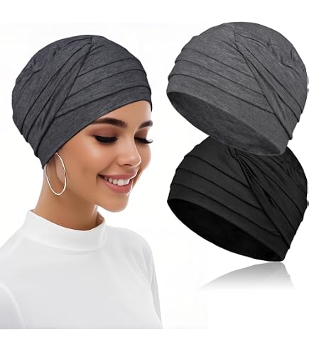 Cmonie 9-12 Pcs Solid Women Chemo Hat Stretchy Turban Beanie  display picture 1