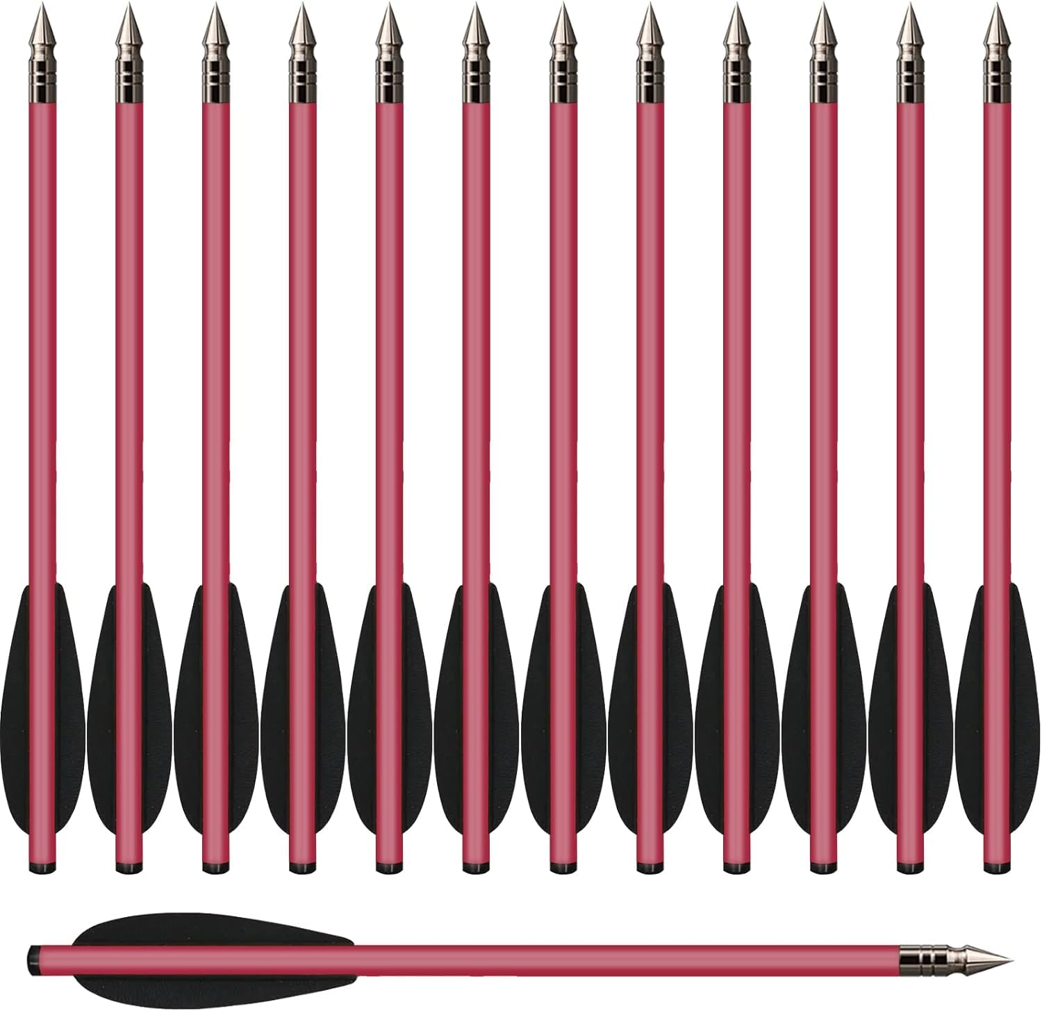 12/24pcs 6.3'' Aluminium Crossbow Bolts,Mini Crossbow Arrows with Sharp Steel Tip for 50-80lbs Pistol Crossbow Precision Target Shooting Practice, Small Hunting Game, Outdoor Fishing (12pcs red)