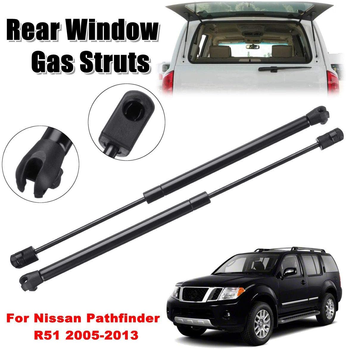 [by Yinsoouli] 1 Pair Hood Shocks for Nissan Pathfinder R51 2005-2013,Rear Tailgate Window Glass Gas Struts (Black,385mm)