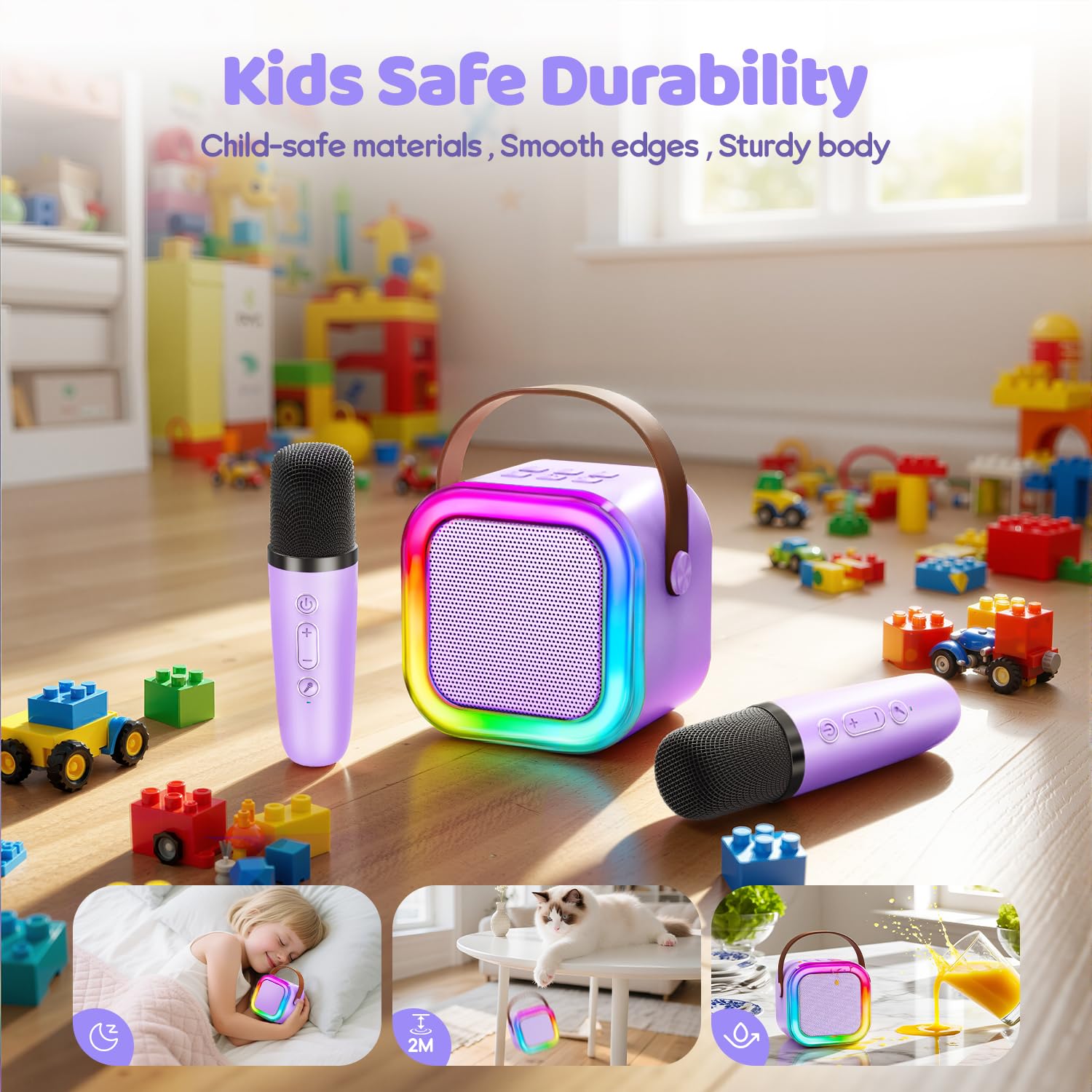 Mini Karaoke Machine for Kids, 2025 TOP Toys Christmas Birthday Gifts Ideas for Girls Ages 4, 5, 6, 7, 8, 9, 10, 12+ Years Old, Portable MP3 Player with 2 Wireless Mics for Party