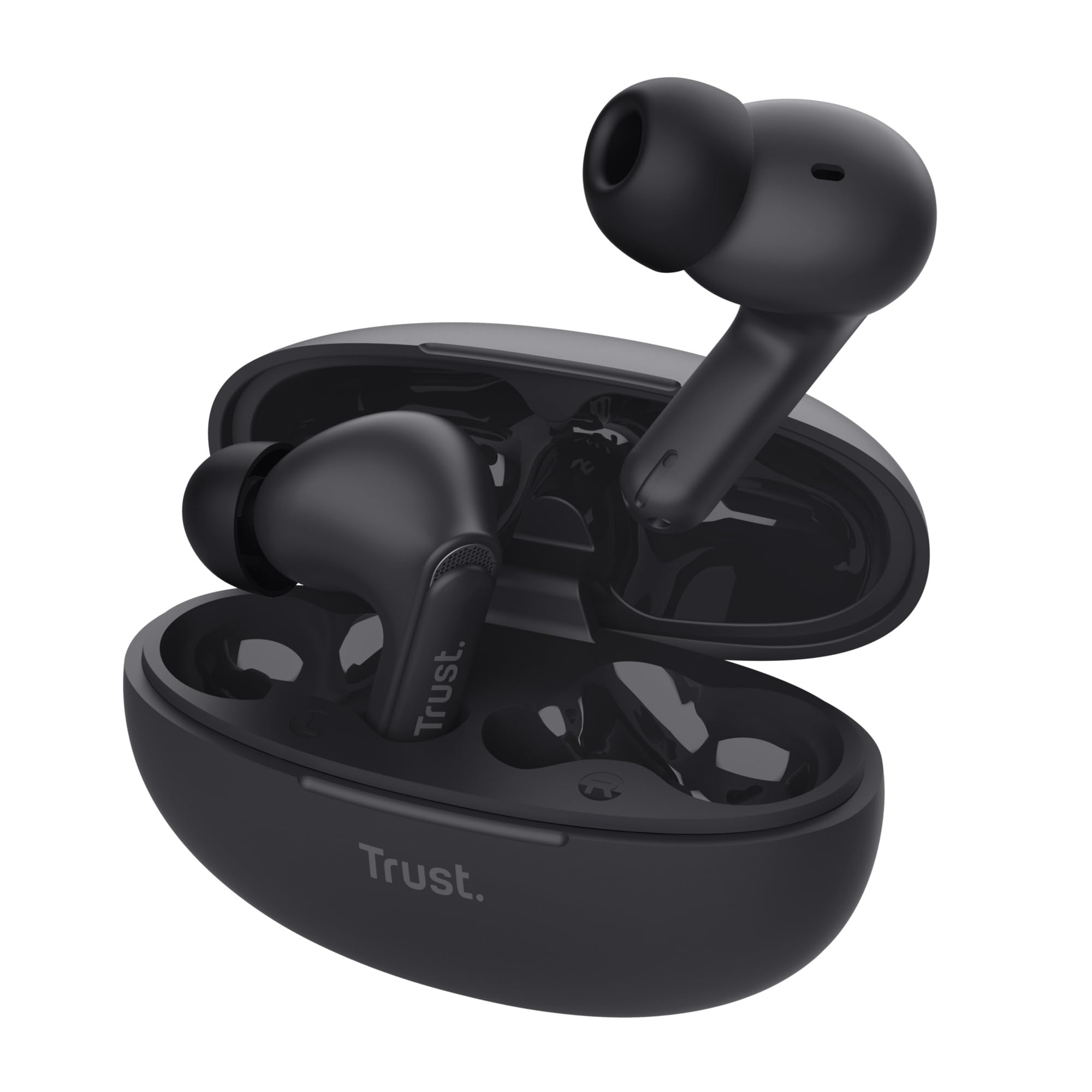 Trust Yavi Wireless Earbuds Bluetooth with ENC Noise Cancelling Microphones, 23 Hours Playtime, 85% Recycled Plastics, 3 Sizes of In-Ear Buds, Bluetooth Earphones iPhone Android iOS - Black