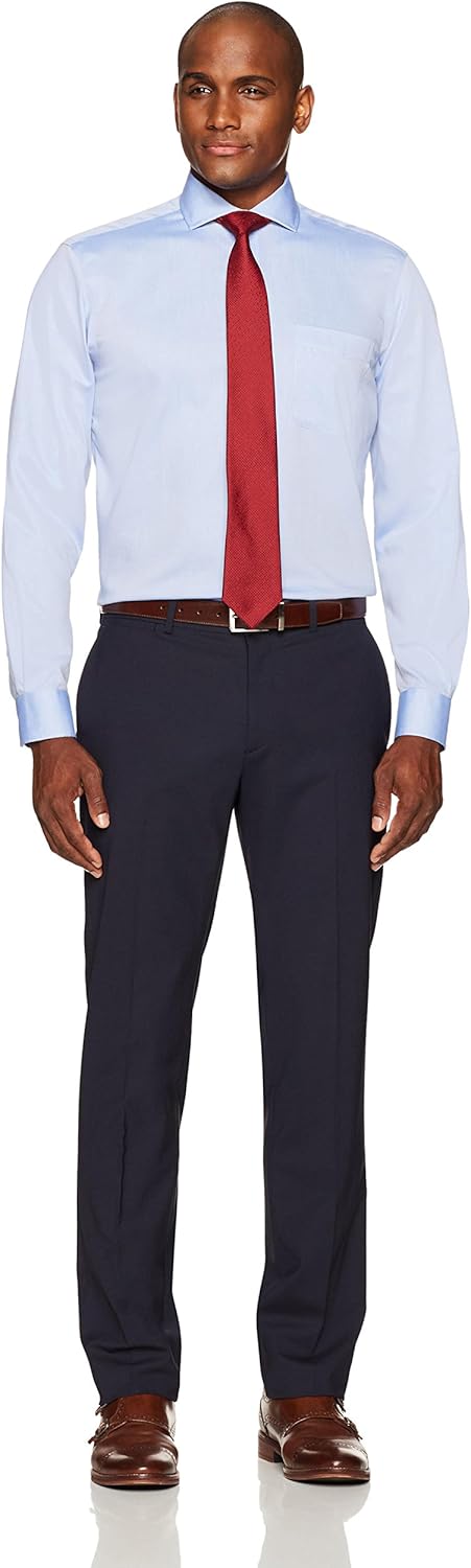  Brand - Buttoned Down Men's Classic Fit Cutaway-Collar Solid Pinpoint Dress Shirt, Supima Cotton Non-Iron: Clothing