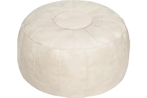 Thgonwid Unstuffed Moroccan Ottoman Pouf Cover, Ottoman Footstool Storage Solution, Bean Bag Chair, Foot Rest, Ivory White