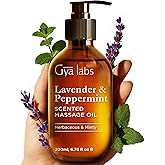 Gya Labs Lavender & Peppermint Massage Oil - 6.76 Fl Oz - Non-Greasy Formula for Sore Muscles, Deep Relaxation & All Skin Types - Suitable for Men & Women