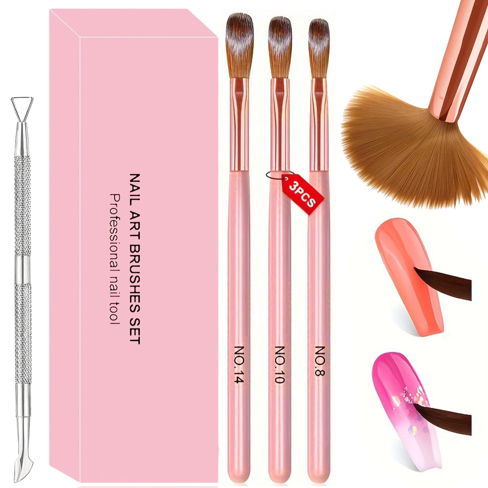 Asheyya 3PCS Acrylic Nail Brush Set, Nails Brushes for Acrylic Powder