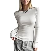 BeadChica Women's Long Sleeve Shirts Crew Neck Slim Fit Basic Tops Stretch Fall Fashion Going Out T-Shirt Blouse