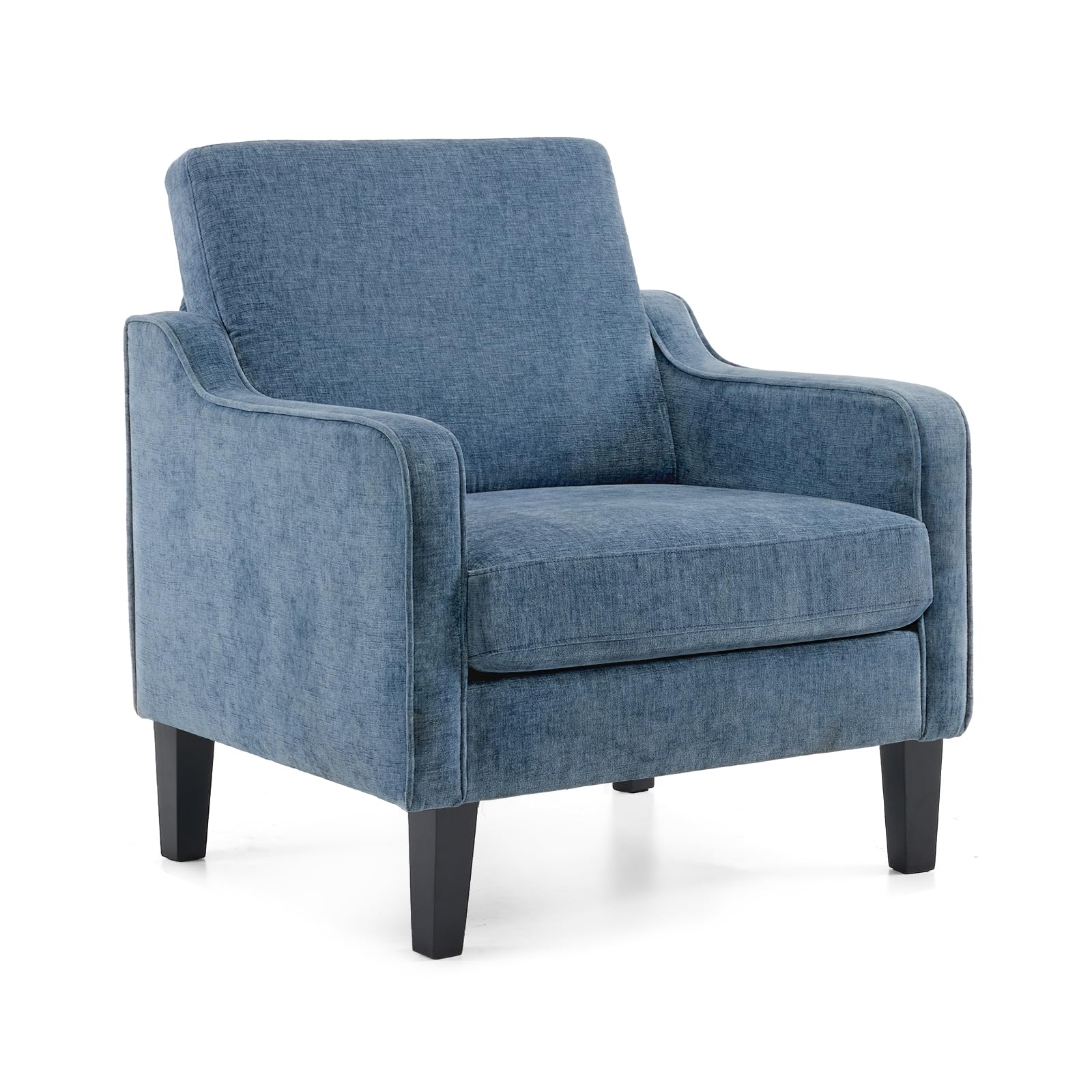 Photo 1 of **DIRT**VINGLI Mid Century Modern Accent Chair,Navy Blue Chenille Chairs for Living Room Upholstered Armchair with Scooped Arms for Bedroom,Apartment,Studio,Office,Waiting Room