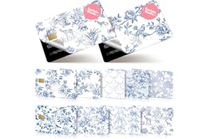 Kaciola Studio 9PCS Credit Card Skin Stickers, Blue Flowers Bow Debit Card Skin Cover Waterproof Removable Decal Cover Set for Transportation Debit Gifts Women (Blue Flowers)