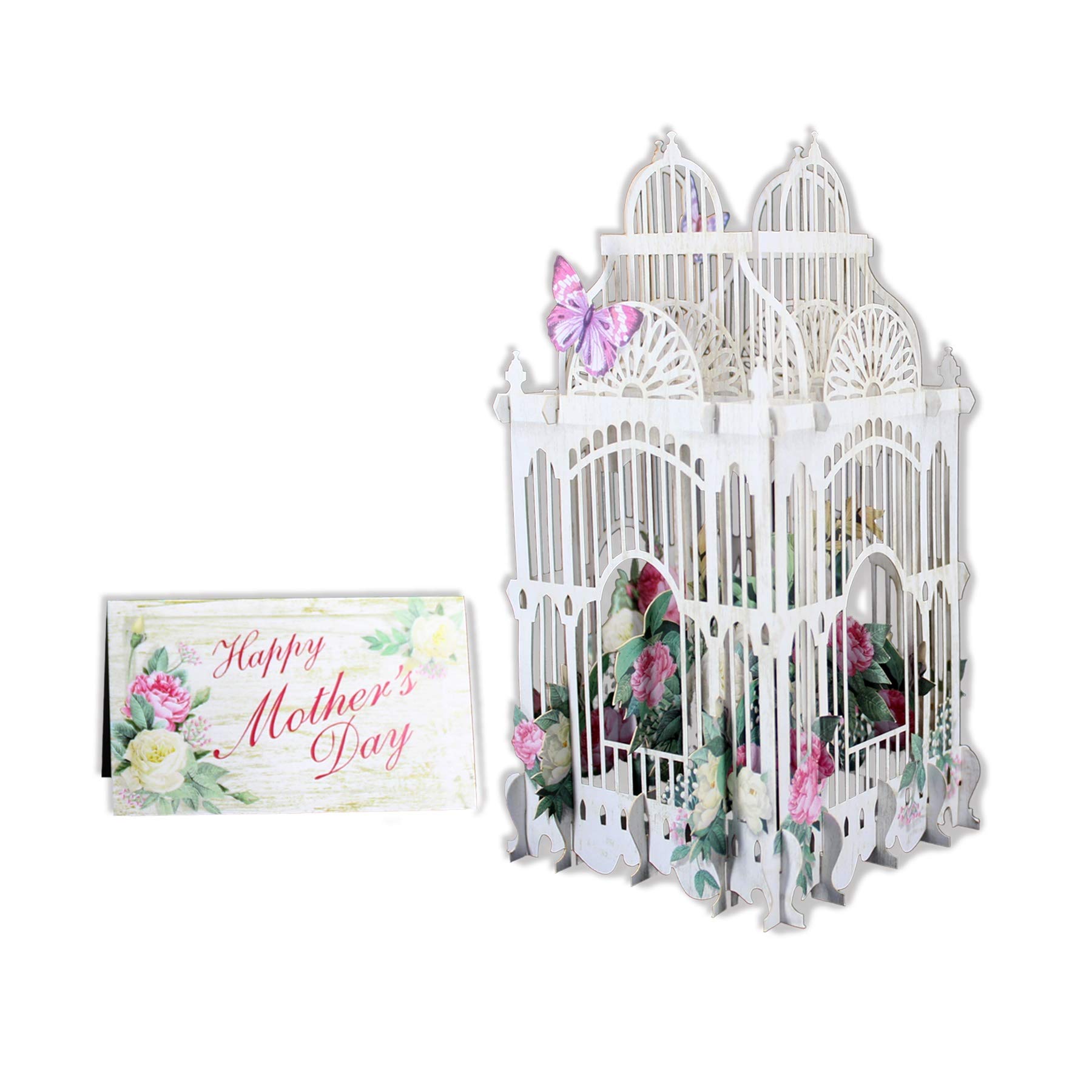 Me & McQ by Paper D'Art Mother's Day 3D Pop Up Card, Flower Cage