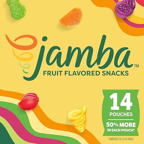 JAMBA FRUIT FLAVORED SNACKS, MANGO-A-GO-GO, SMOOTHIE INSPIRED FLAVORS, GLUTEN FREE SNACK, 16.8 OZ (14 POUCHES)