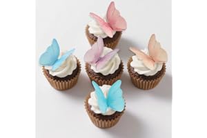REGUICORP Cake Decorations 72P, Wafer Paper Cupcake Toppers, Edible Cake Decorations Butterflies for Wedding Birthday Party Cupcakes Decorating(Mixed Color)