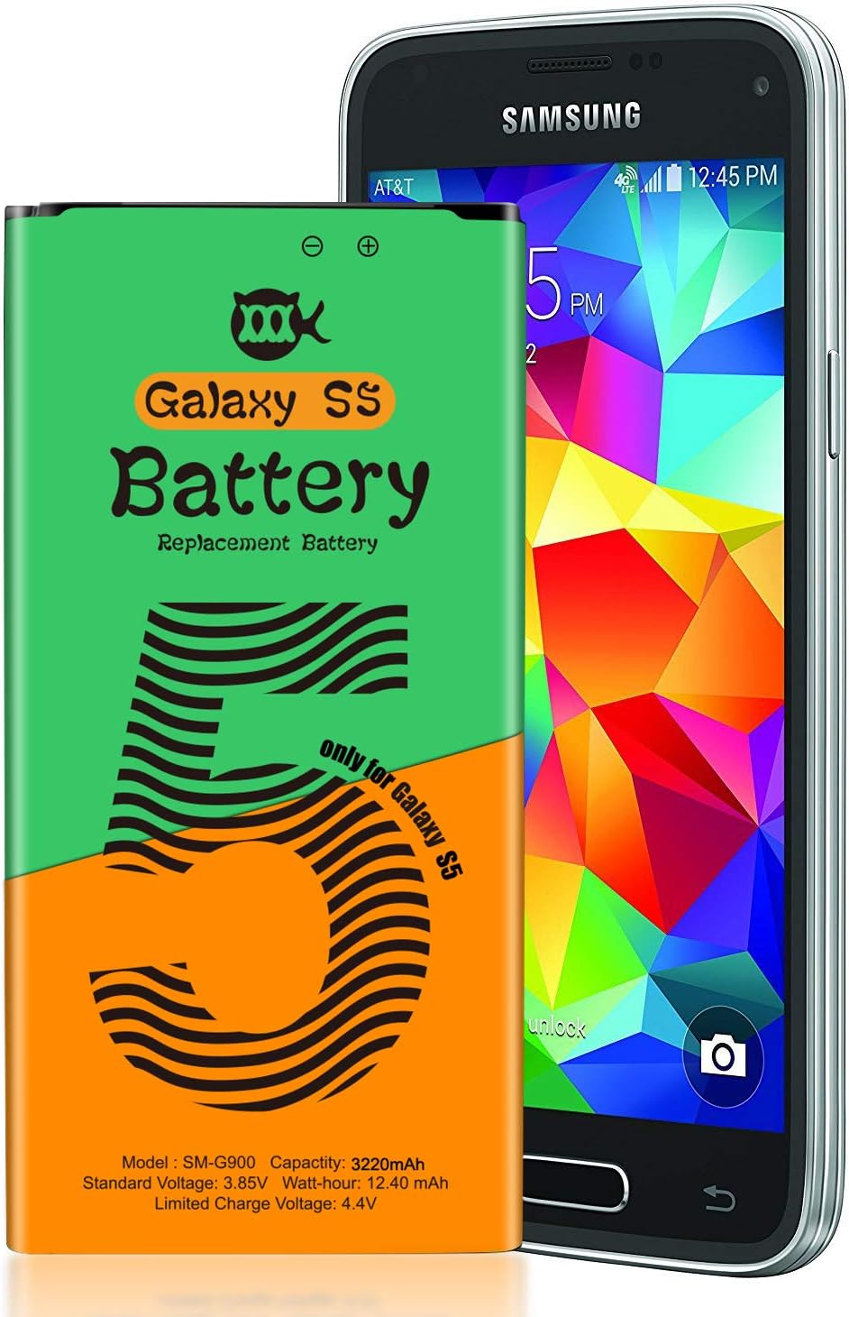 Galaxy S5 Battery, 3220mAh Upgraded Li-ion Replacement Battery for Samsung Galaxy S5 I9600, G900F, G900V (Verizon), G900T (T-Mobile), G900A (AT&T),G900P(Sprint)