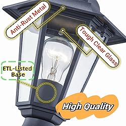 WISBEAM Outdoor Post Light, Pole Lantern, E26 Base