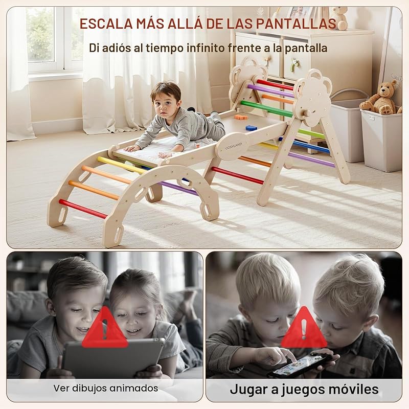 8 en 1 Triángulo de Escalada Montessori con Arco y Rampa