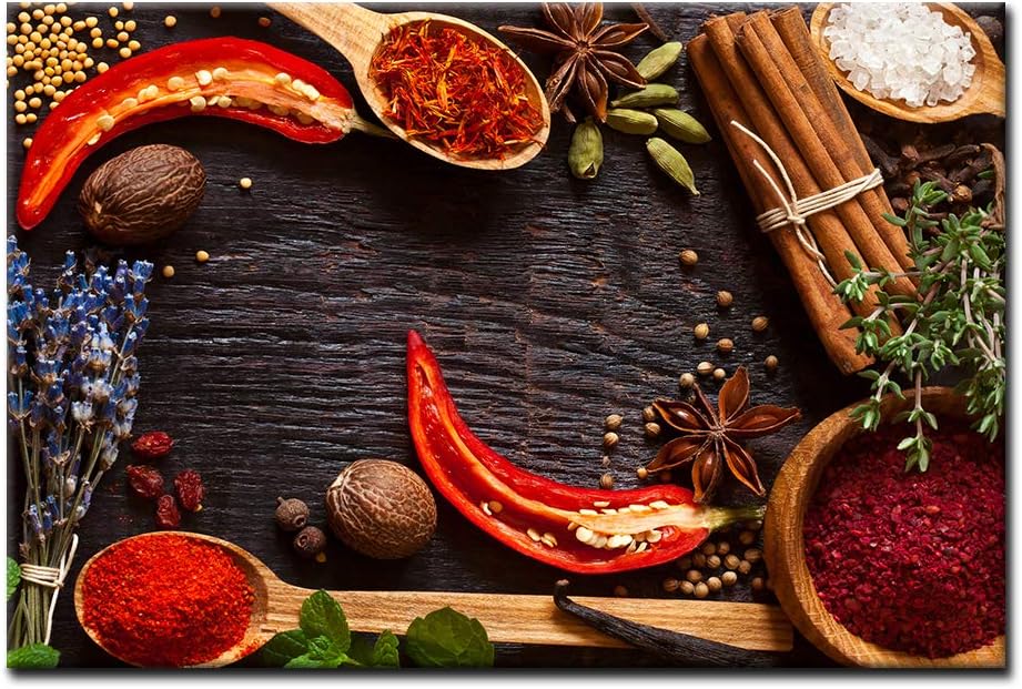 Herbs And Spices On The Wooden Board Wall Art Painting The Picture Print On Canvas Food Pictures For Home Decor Decoration Gift Amazon Ca Home Kitchen