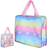 Gatuida Miniature Doll Clothes Storage Bag, Portable Unicorn Doll Accessories Pouch Tote Bag with Handle for Dollhouse Decoration, 9.64 x 8.66 x 3.14 Inch