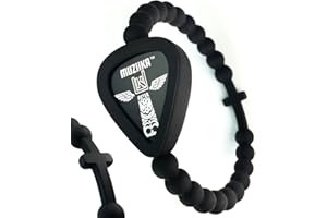MUZIIKA PICKBANDZ MUZiiKA Guitar Pick Holder Bracelet By Pickbandz in Epic Black - holds up to 4 picks (two MUZiiKA picks included) select Beaded ONLY, w/SKULL or w/CROSS and (UNISEX) size (Medium Beaded with CROSS)