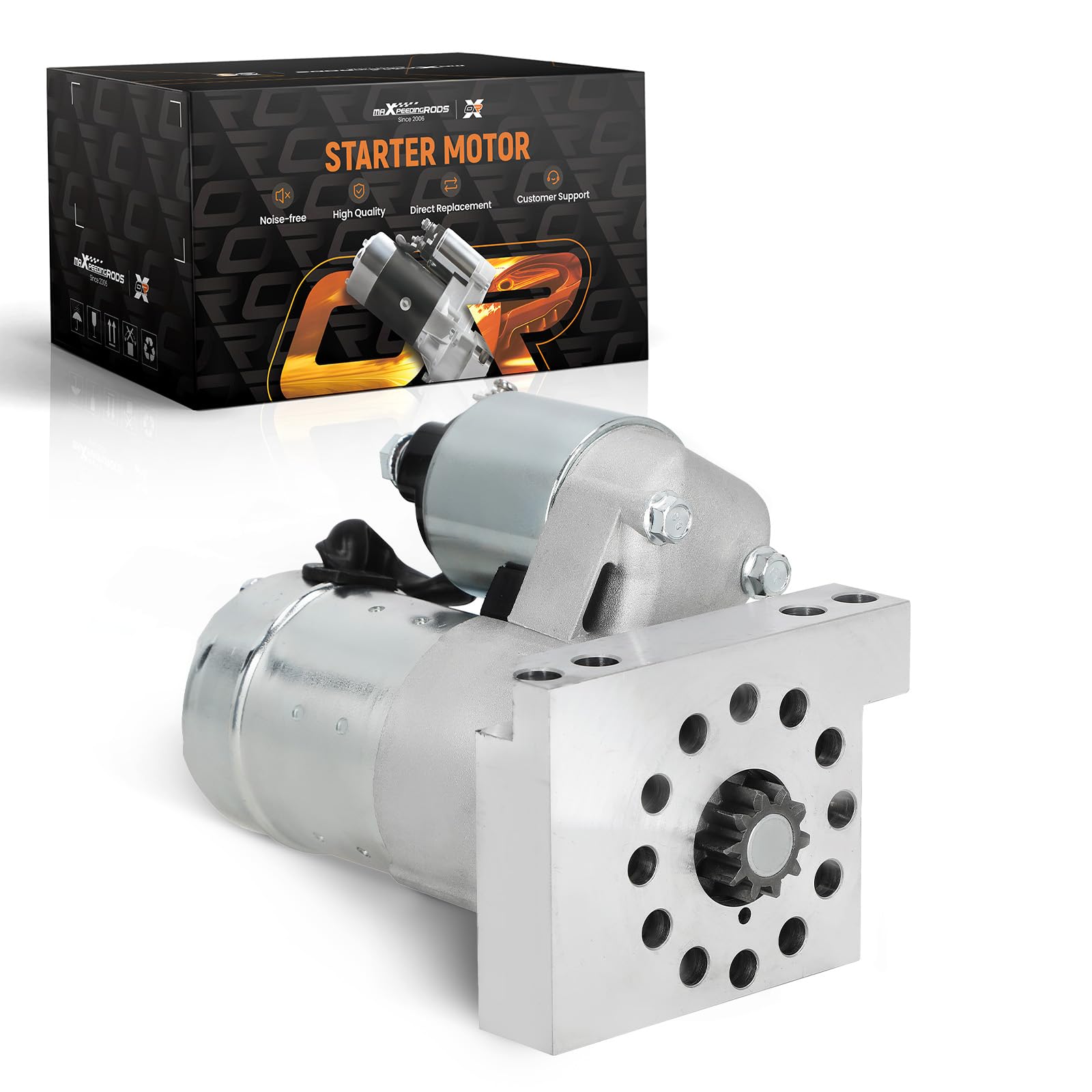 Photo 1 of maXpeedingrods High Torque Mini Starter 19695 for Chevy SBC BBC 262 305 307 327 350 454 with 153 168 Tooth Flywheel 1.4kW / 1.88HP S114-823 S114-823S