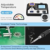 Preciva 60W Soldering Station LCD Display 90-480C 5 Tips Solder Wire Sponge view 3