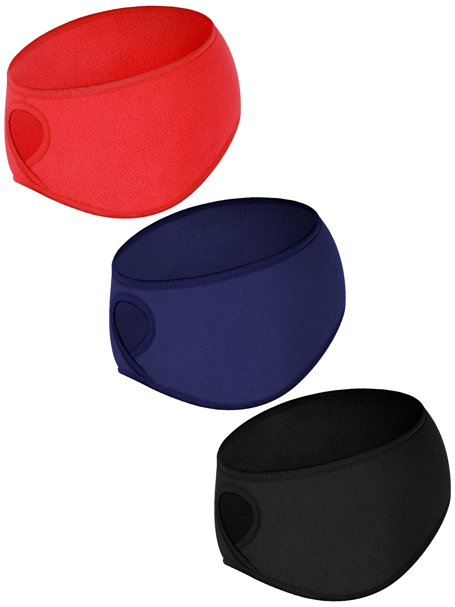 3 Pieces Fleece Ponytail Headband Earband Winter Running Headband Ear Warmer Headband for Women Girls Outdoor Sports and Fitness (Colour Set 3)