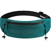 WATERFLY Running Belt Fanny Pack, Runner Race Belt with Bib Clip Green | Breathable, 3 Pocket Waist Bag for Men Women, Phone Holder Fits up to 7" Phones for Marathon Jogging Workout Exercise Fitness