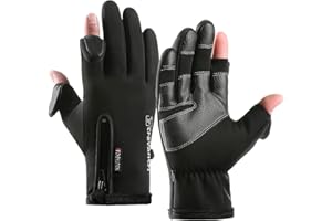 LJCUTE Winter Fingerless Fishing Gloves for Men & Women, Cold Weather Windproof Touchscreen Warm Cycling Gloves for Photography Hunting Ski Motorcycle Driving
