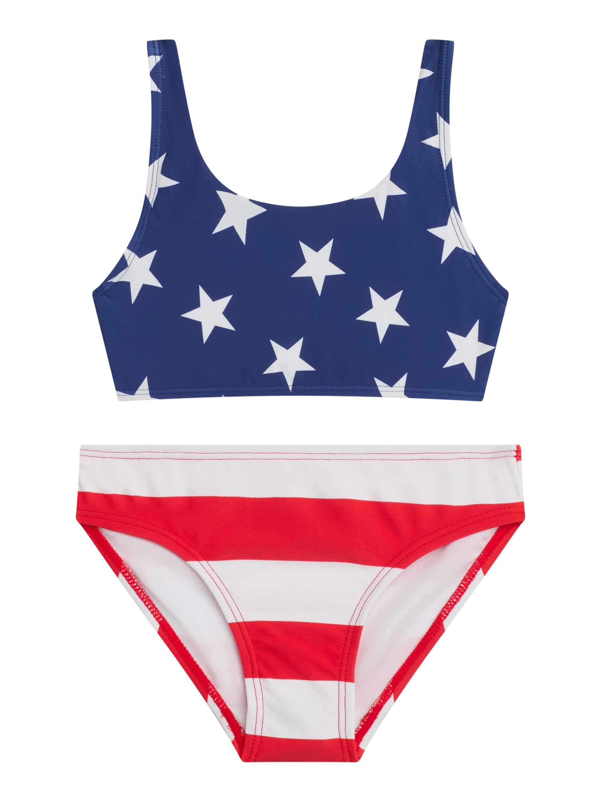 Photo 1 of Kanu Surf Girls' Tammy Beach Sport Square Sun Bikini 2-Piece Swimsuit, USA Red/White/Blue