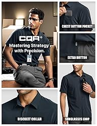 CQR Men's Short Sleeve Tactical Shirts, UPF