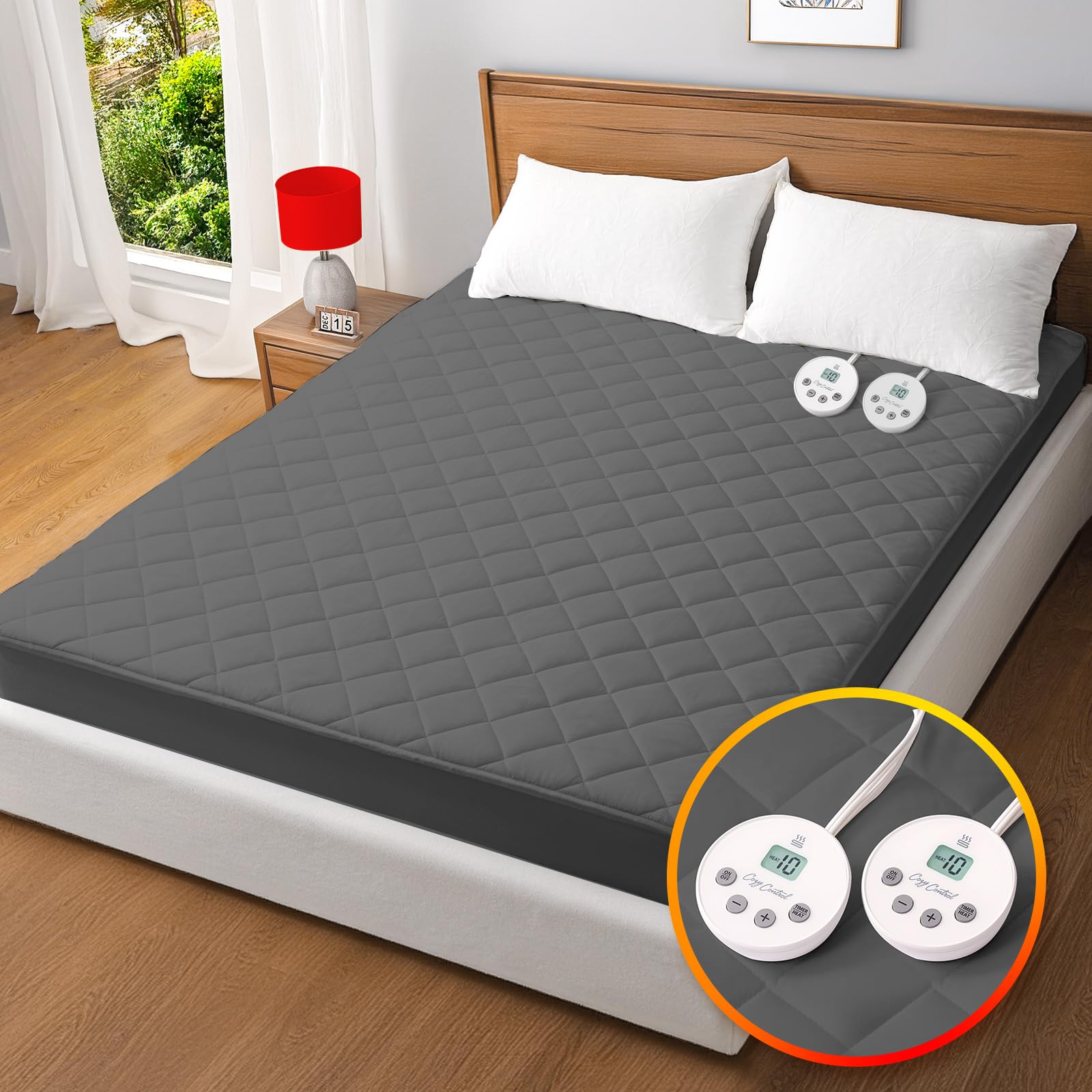 Valthie Heated Mattress Pad King Size,Dual Control