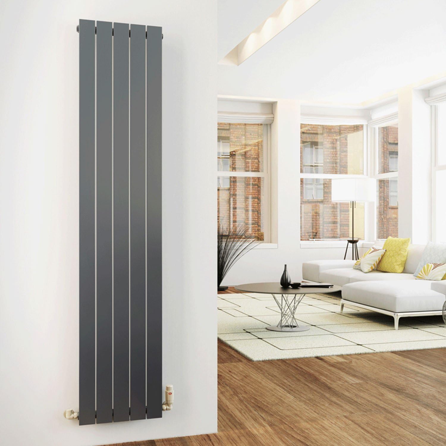 600X984 ANTHRACITE FLAT PANEL MODERN DESIGNER HORIZONTAL RADIATOR