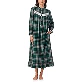 Eileen West Womens Sleepwear & Loungewear - Brushed Flannel Collection - 100% Cotton Highneck Long Sleeve 50" Nightgown