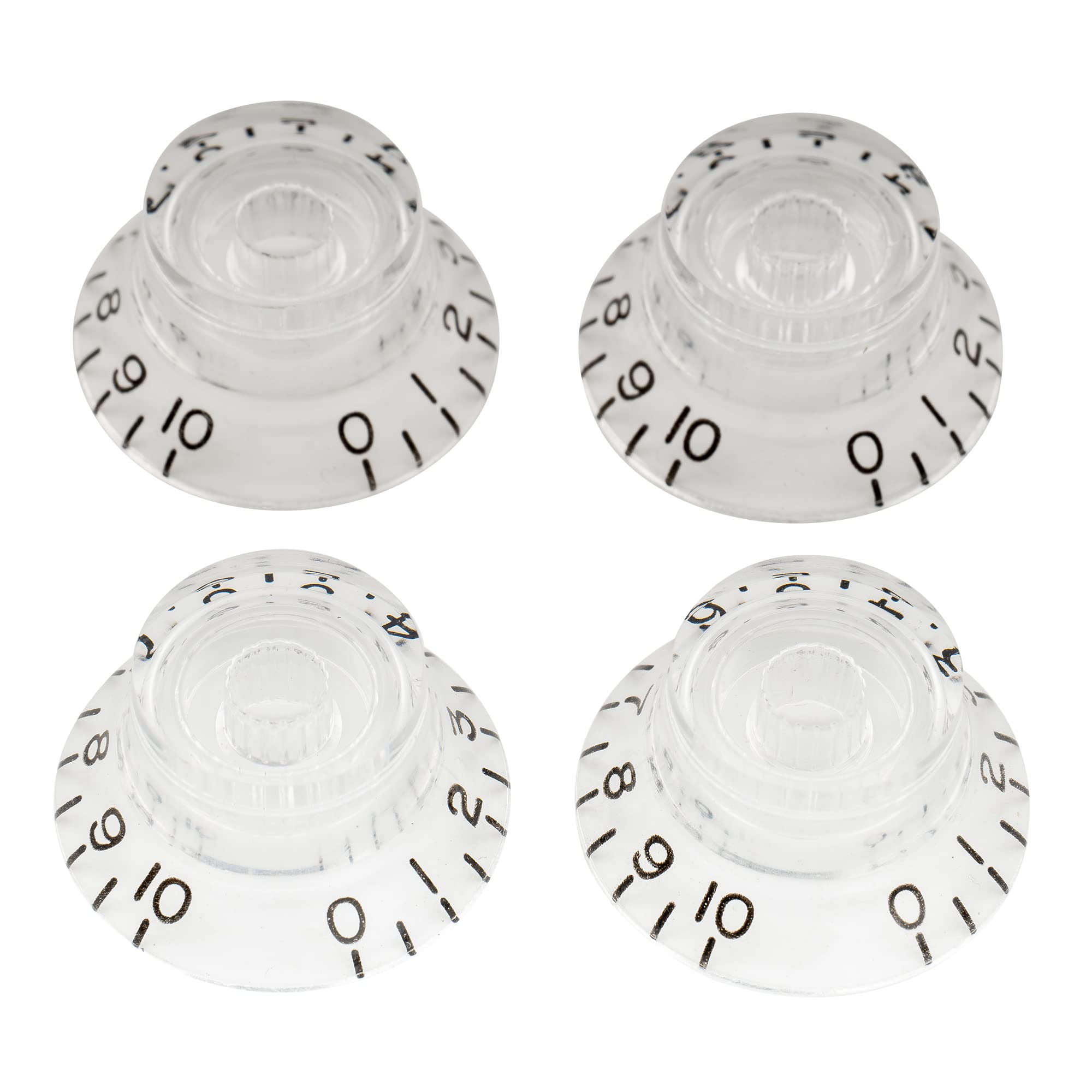 Musiclily Pro Metric Size 18 Splines Guitar Bell Top Hat Knobs for Epiphone Les Paul SG Style, Transparent (Set of 4)