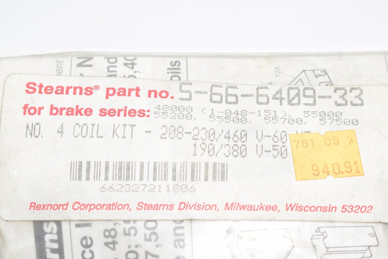 Stearns q Coil Kit 4 8 230 460v 60 50hz 5 66 6409 33 Amazon Com