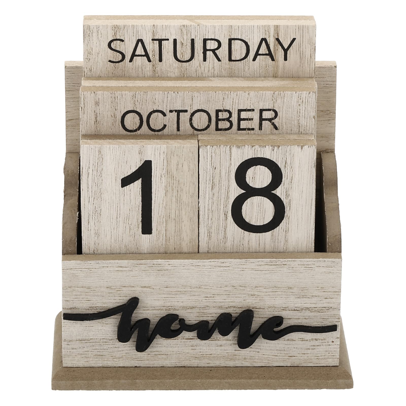 PATIKIL Vintage Wood Block Perpetual Calendar, Wooden Month Week Date Display Blocks for Desk Office Home Decoration Style 3, Brown
