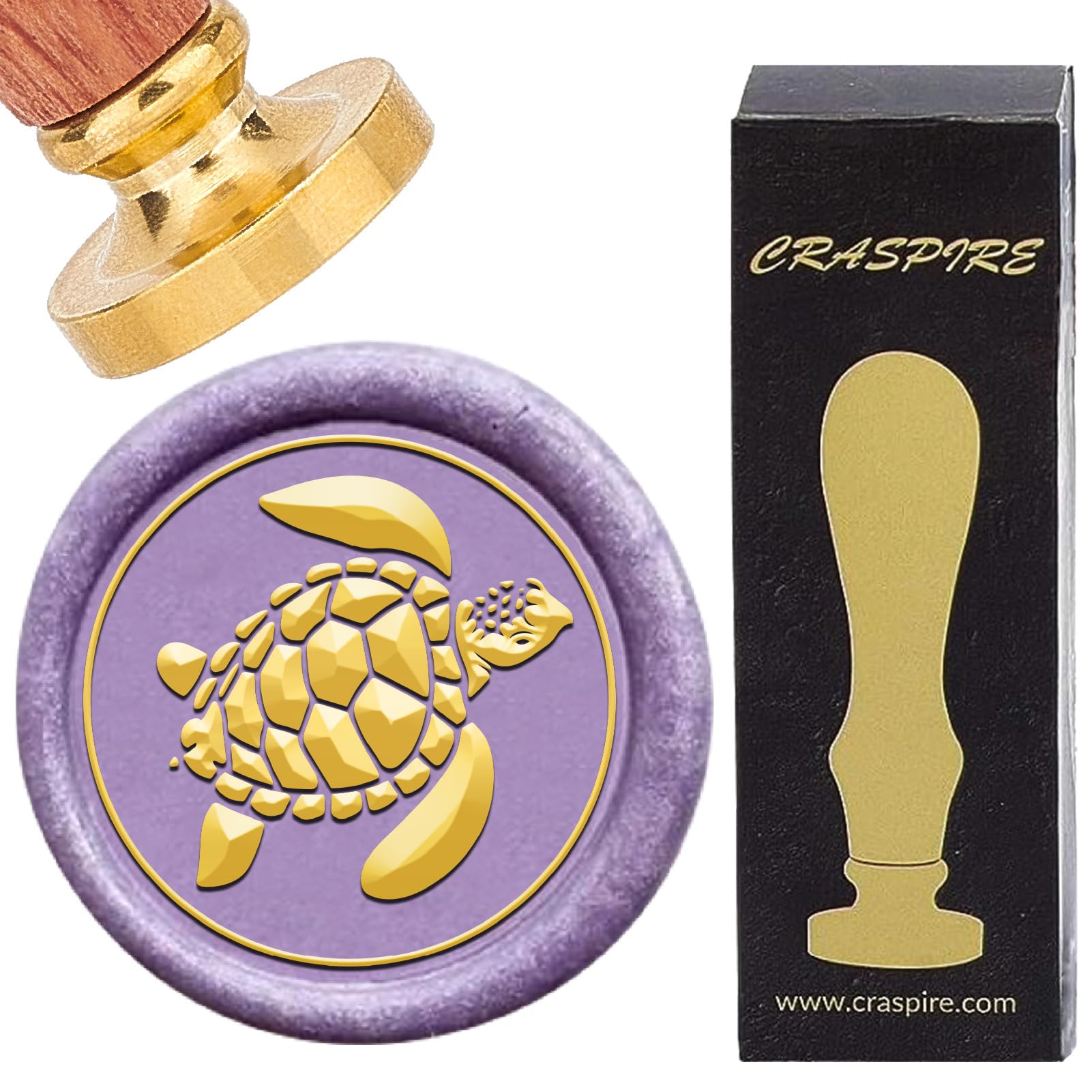 CRASPIRE Turtle Wax Seal Stamp Sea Animal Retro Sealing Wax Stamp 25mm Removable Brass Head with Rosewood Handle for DIY Scrapbooking Wedding Anniversary Invitation Gift Wrap Envelopes Wine Packages