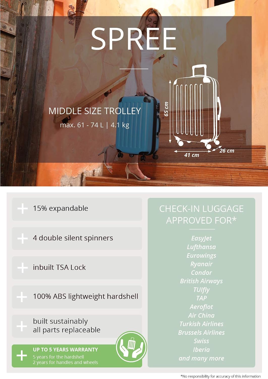 Hauptstadtkoffer Spree, Medium Hardshell Suitcase, TSA Lock, 4 Wheels, Trolley Luggage, Rolling Suitcase - Image 4