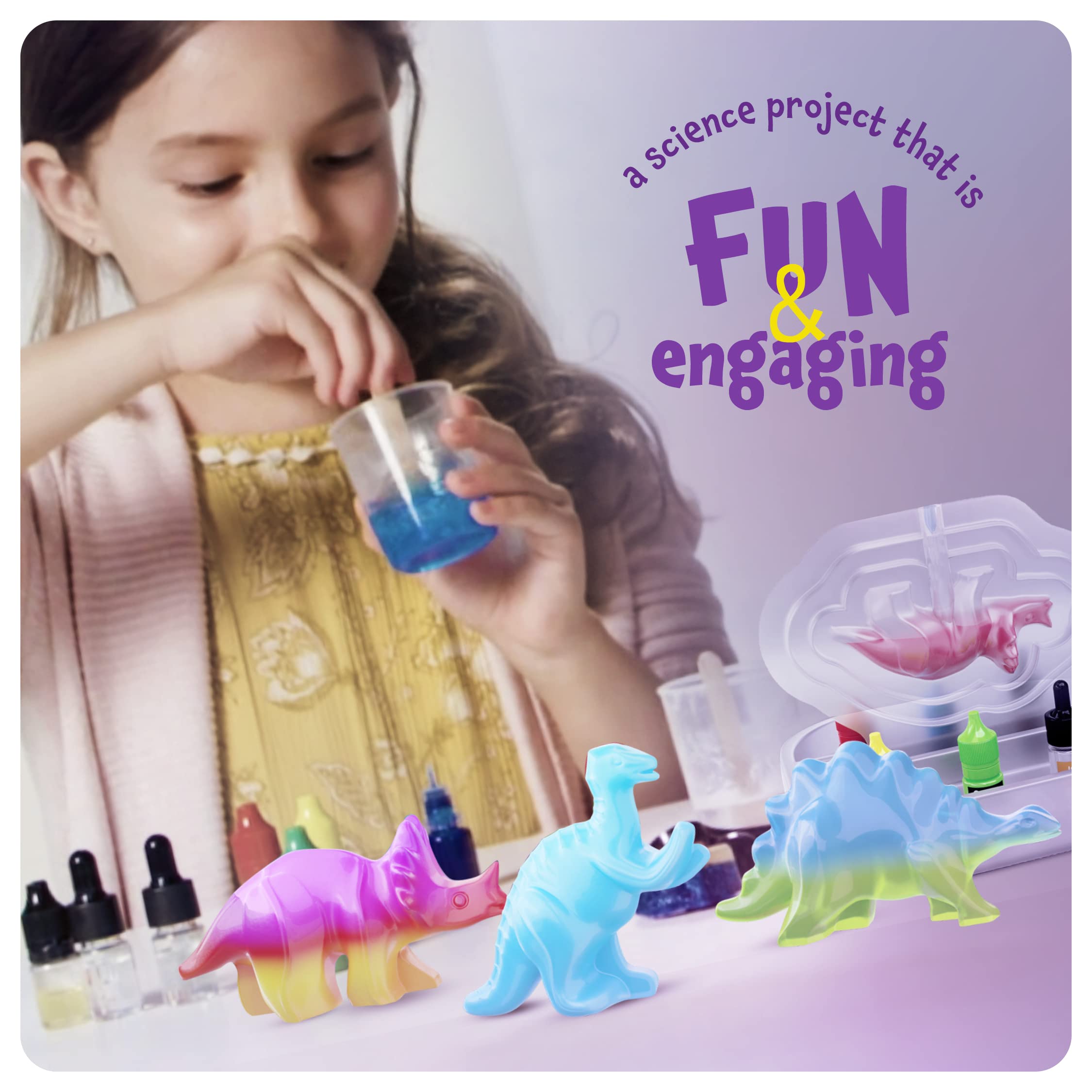 Dan&Darci Dino Soap Making Kit for Kids, Dinosaur Science Toys Kits, Gifts for Kid All Ages, DIY Activities Craft - Art Crafts Gift Set for Boys and Girls Age 3 4 5 6 7 8 12 Year Old Boy