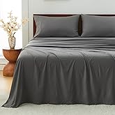 GOKOTTA 4-Pcs King Size Sheets Set, 10-16" Deep Pocket, Non-Slip Elastic Corner Straps, Washed & Brushed Microfiber Polyester - Hotel Luxury, Ultra Soft, Breathable, Wrinkle-Free, Anti-Rip - Dark Grey