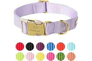 Babole Pet Nylon Dog Collar - Adjustable Lavender Soft Webbing Dog Collars for Small Medium Large Dogs Boy Girl Puppy Collar with Safety Metal Buckle XS