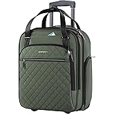 EMPSIGN Underseat Carry On Wheeled - 16" Carry on Bag with Wheels Multi-functional Lightweight Rolling Bag Overnight Weekender Small Suitcase for Women Men Travel Business, Army Green