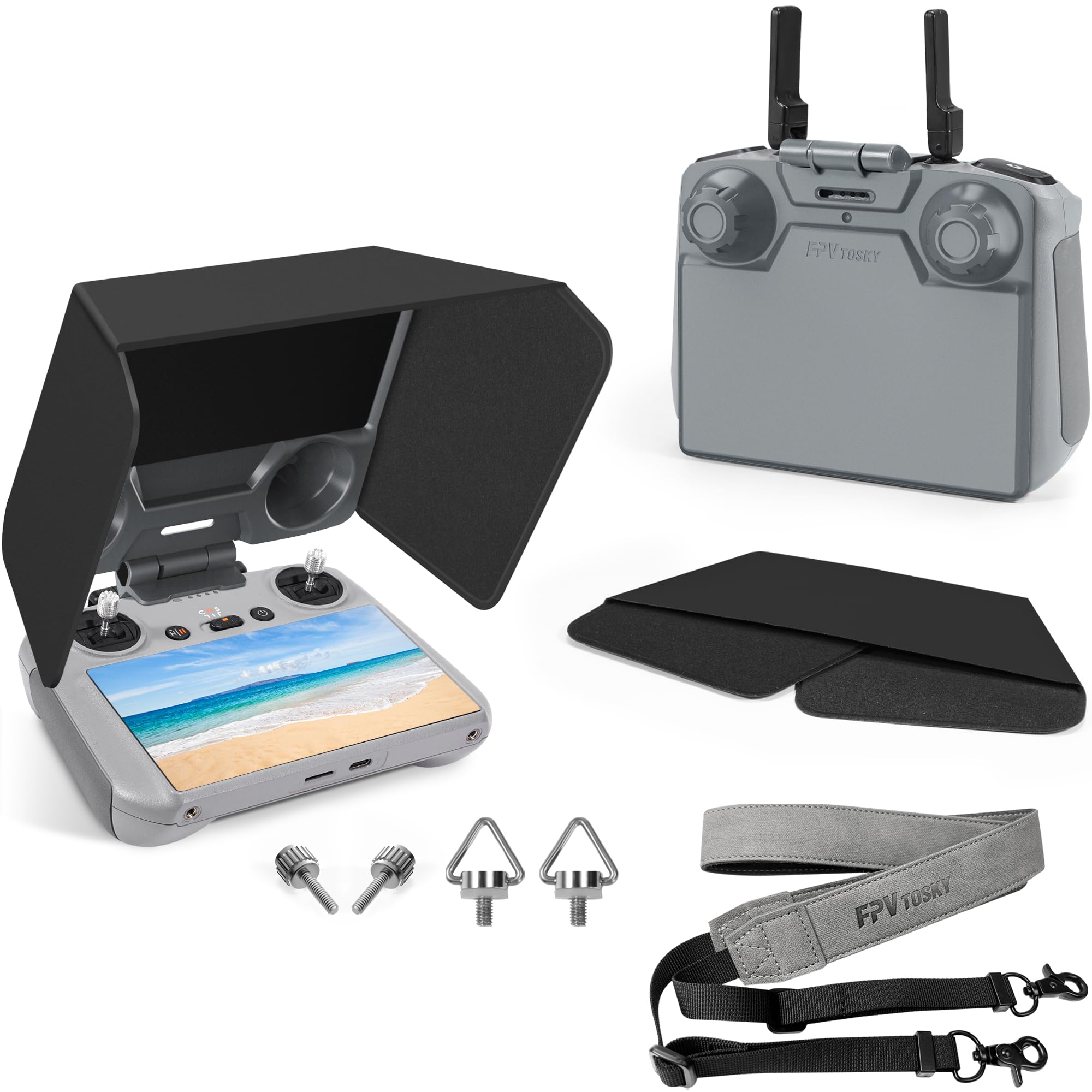 Photo 1 of FPVtosky RC 2 Sun Hood Shade with Lanyard for DJI Mini 4 Pro/ DJI Air 3 Accessories ,RC2 Controller Screen Protector Joystick Cover?Kit includes RC 2 Sun Hood Cover, RC 2 Lanyard