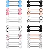 SCERRING 16G Nipple Rings 316L Stainless Steel CZ Nipplerings Shield Tongue Barbell Rings Bars Body Piercing Jewelry for Women