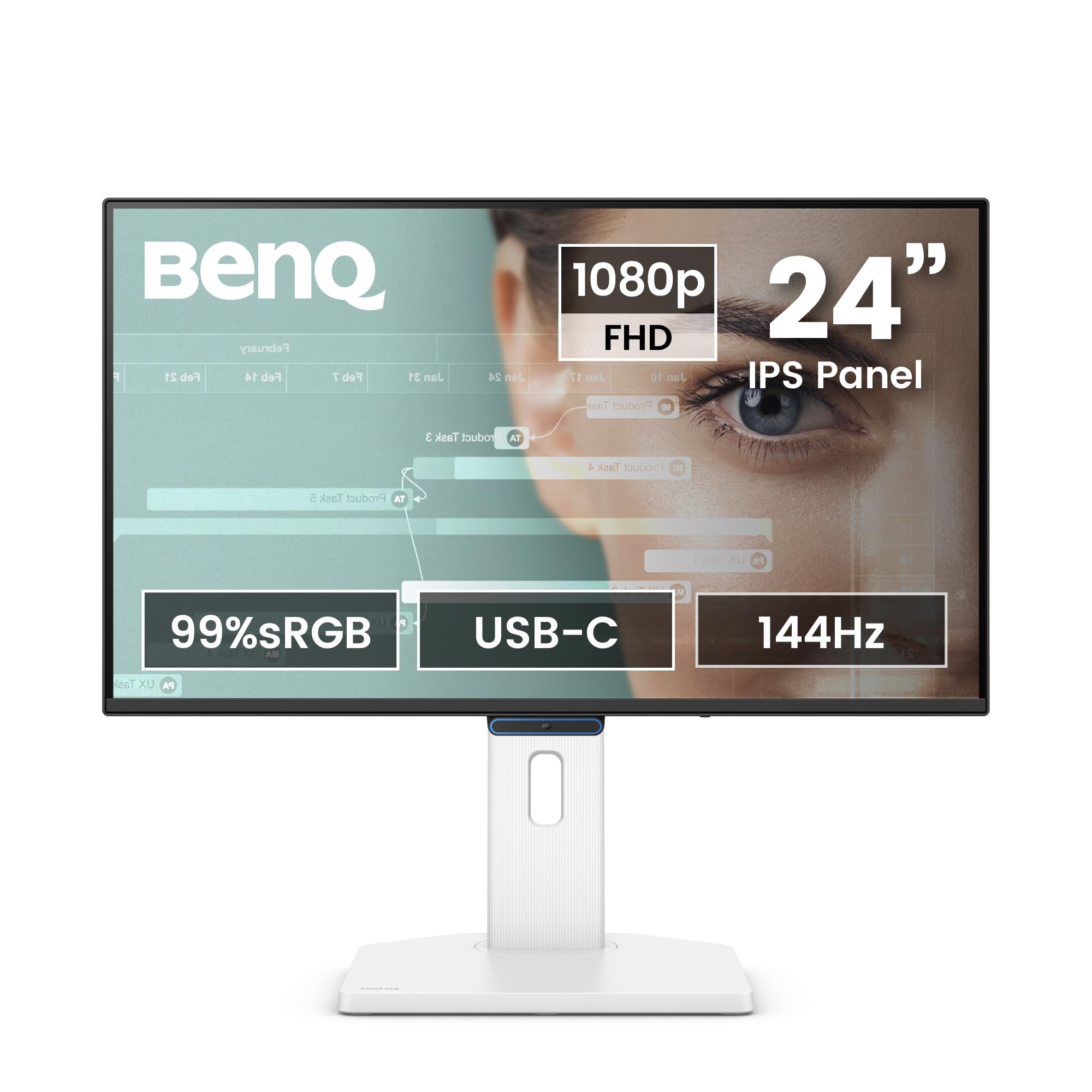 BenQ GW2490TC 23.8" 1080p FHD 144Hz IPS Eye-Care Home Office Monitor, USB-C, 1920x1080, Visual Optimizer, Flicker-Free, Low Blue Light, Ultra Slim Bezel, TUV-Certified, Ergonomic Design, Eye-CareU Image