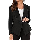 Allegra K Women Faux Suede Jacket Lapel Draped Open Front Cardigan Casual Trendy Suede Blazer