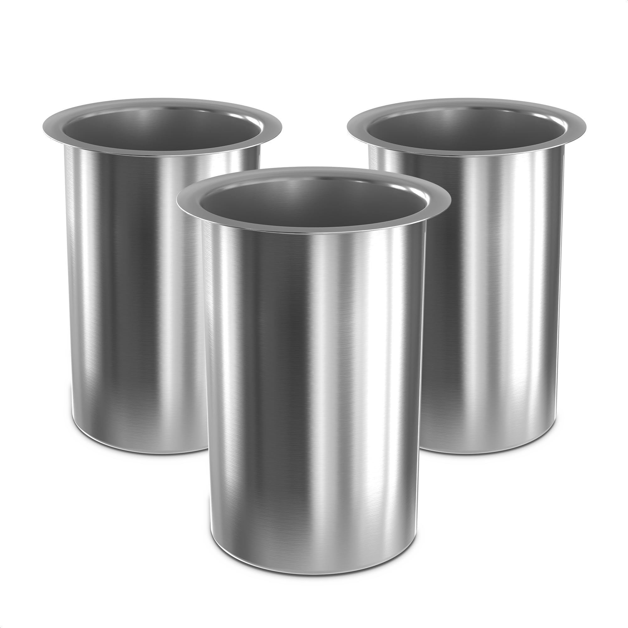 Photo 1 of 3 Pcs Countertop Utensil Holder Stainless Steel - 5.5 x 4.5" Stainless Steel Utensil Holder for Kitchen and Bars, Durable and Dishwasher Safe, Odor and Rust Resistant, Good for Home and Commercial Use