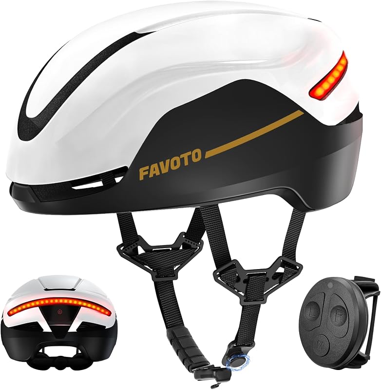 Casco Bici Corsa Uomo Frecce e Luce Posteriore, Nero-Bianco
